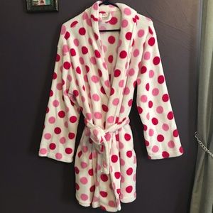 SOFT Ulta L/XL robe white with pink polka dots 💗